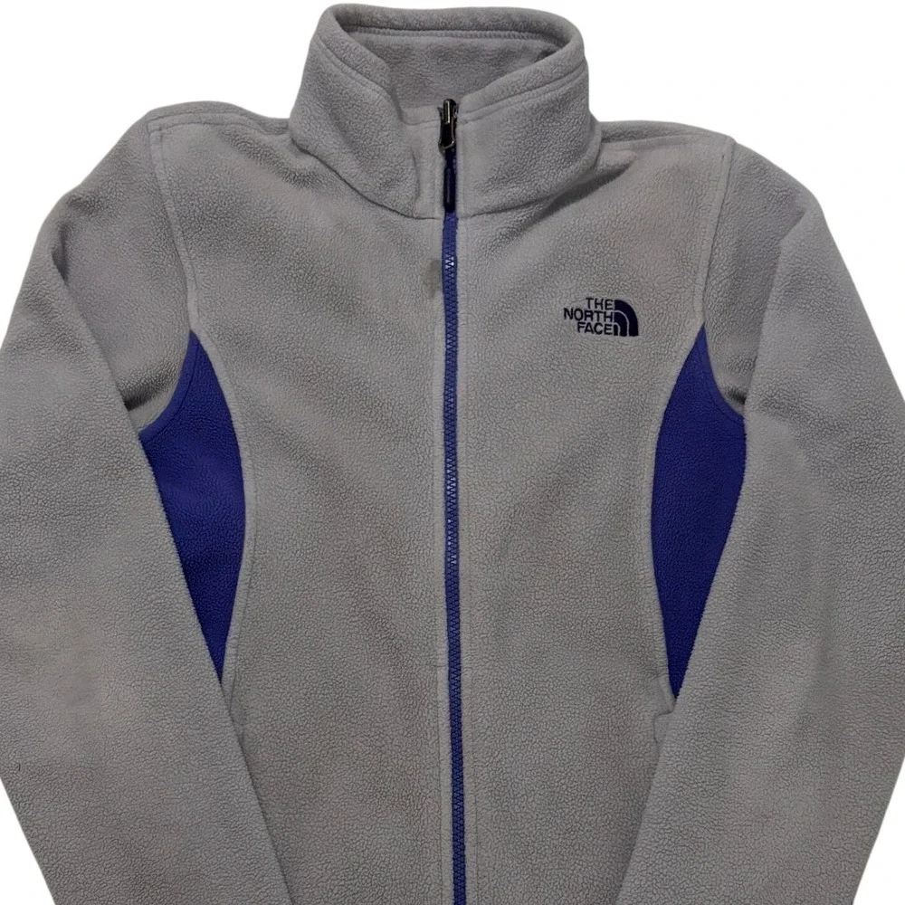 The‎ North Face Womens Full Zip Fleece Jacket Grey Purple Mock Neck NJ983488
